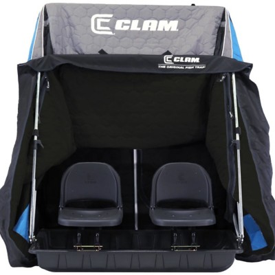 Clam 1458 Fish Trap Center Console With Leg - Storage Organizer For Flip-Over Ice Fishing Shelters