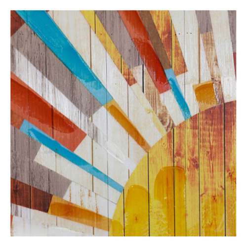 StyleCraft Home Collection SUN RAYS  Color Block Rays on Wood  Distressed Finish and Hand Painted Accents