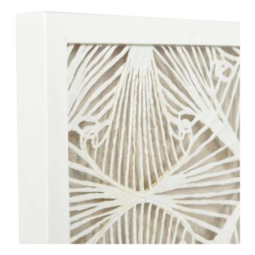 StyleCraft Home Collection ILLUSION SHADOW BOX  Abstract Woven Rice Paper Wall Art with Matte White Frame