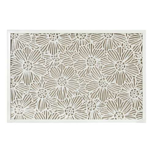 StyleCraft Home Collection FLORAL SHADOW BOX  Woven Flower Rice Paper Wall Art with Matte White Frame