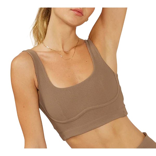 Women's Cream Yoga Venesa Bustier Sports Bra Large Oyster