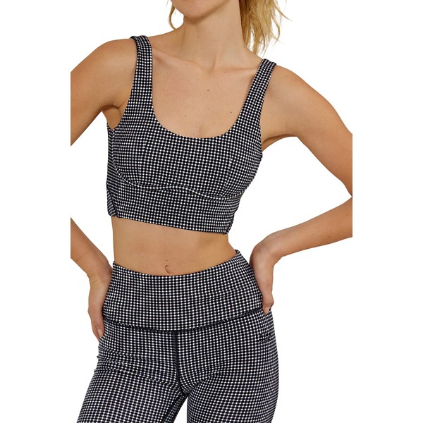 Women's Cream Yoga Venesa Bustier Sports Bra XSmall Black Gingham