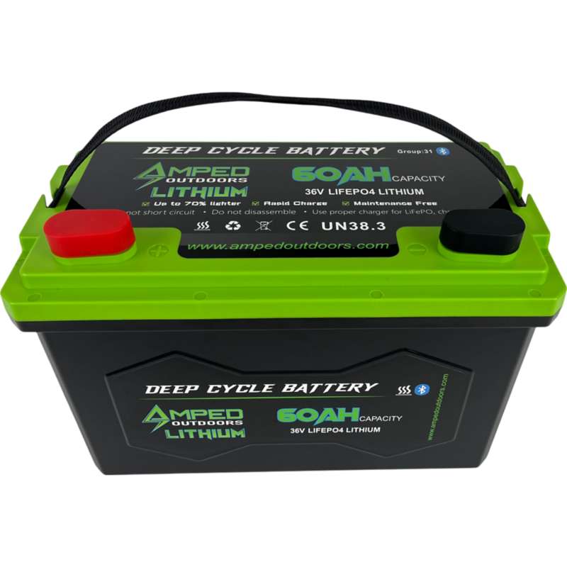 Amped Outdoors 36V 60Ah Trolling Motor Lithium Battery with Charger