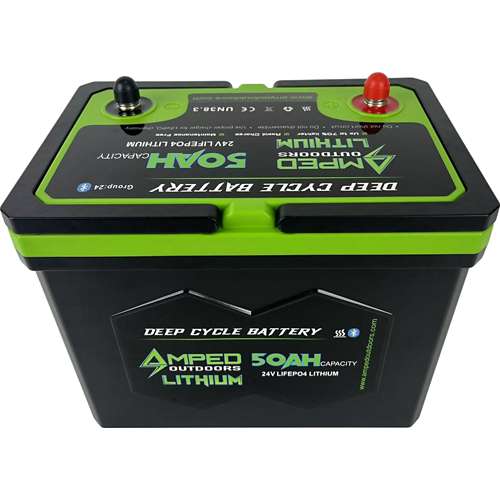 Amped Outdoors 24V 50Ah Trolling Motor Lithium Battery with Charger