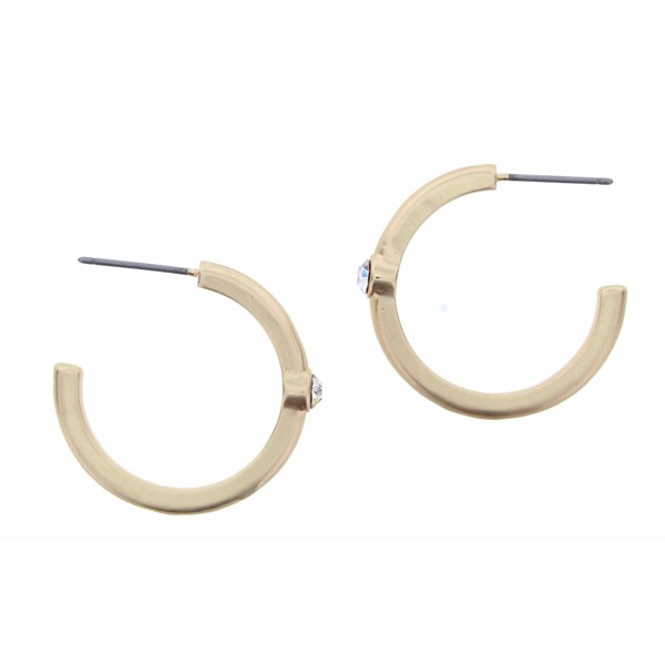 Women's Jane Marie GOLD HOOP WITH SINGLE CLEAR CZECH STONE EARRING product image