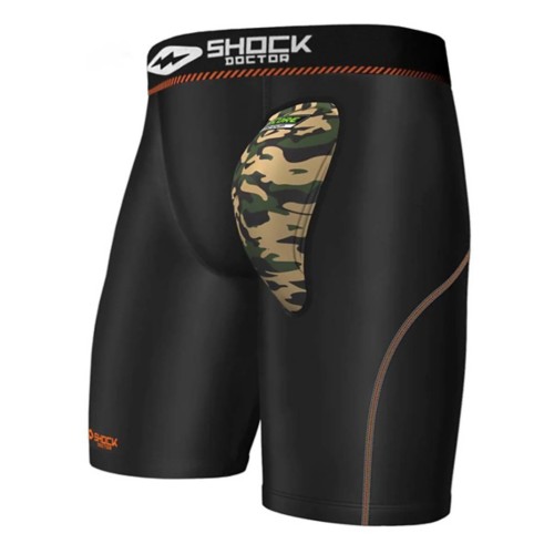 Kurze 2XU Herren Kompressions Hose in grün mit silbernem Streifen MA1931b