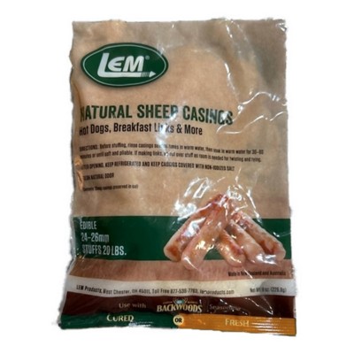 LEM Natural Sheep Casings (1 in.) 8 oz. zipped Bag