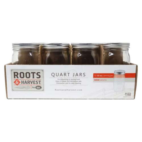 Roots & Harvest Quart Canning Jars Wide Mouth 12 Pack