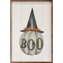 Kendrick Home Boo Pumpkin with Hat Sign
