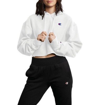 champion reverse weave black crop hoodie