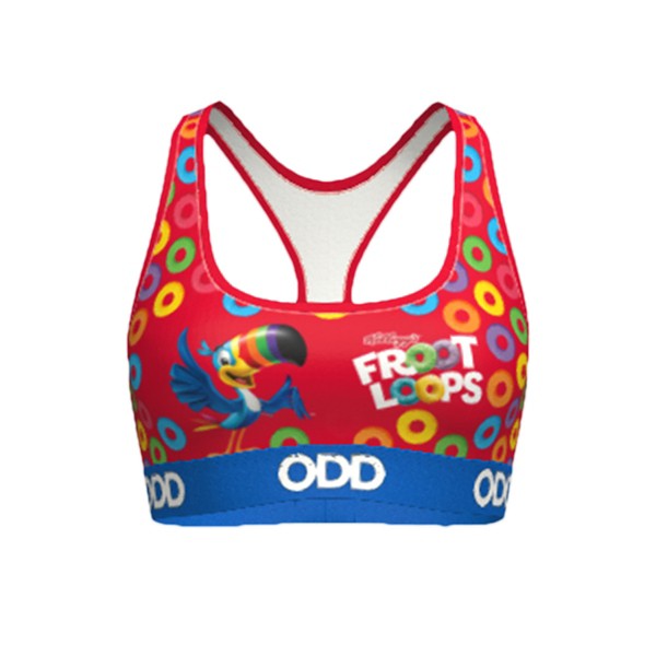 Women's ODD SOX Froot Loops Sports Bra Medium Red
