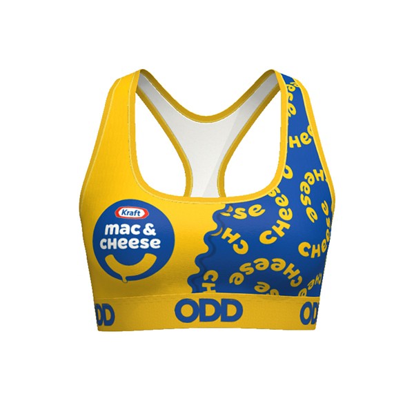 Women's ODD SOX Kraft Mac & Cheese Sports Bra Medium Blue