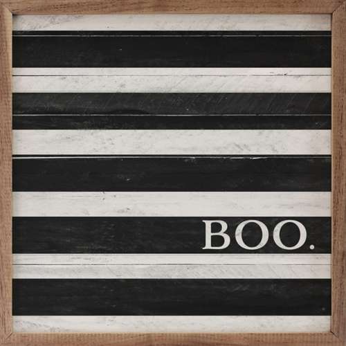 Kendrick Home Boo Stripe White Black Sign