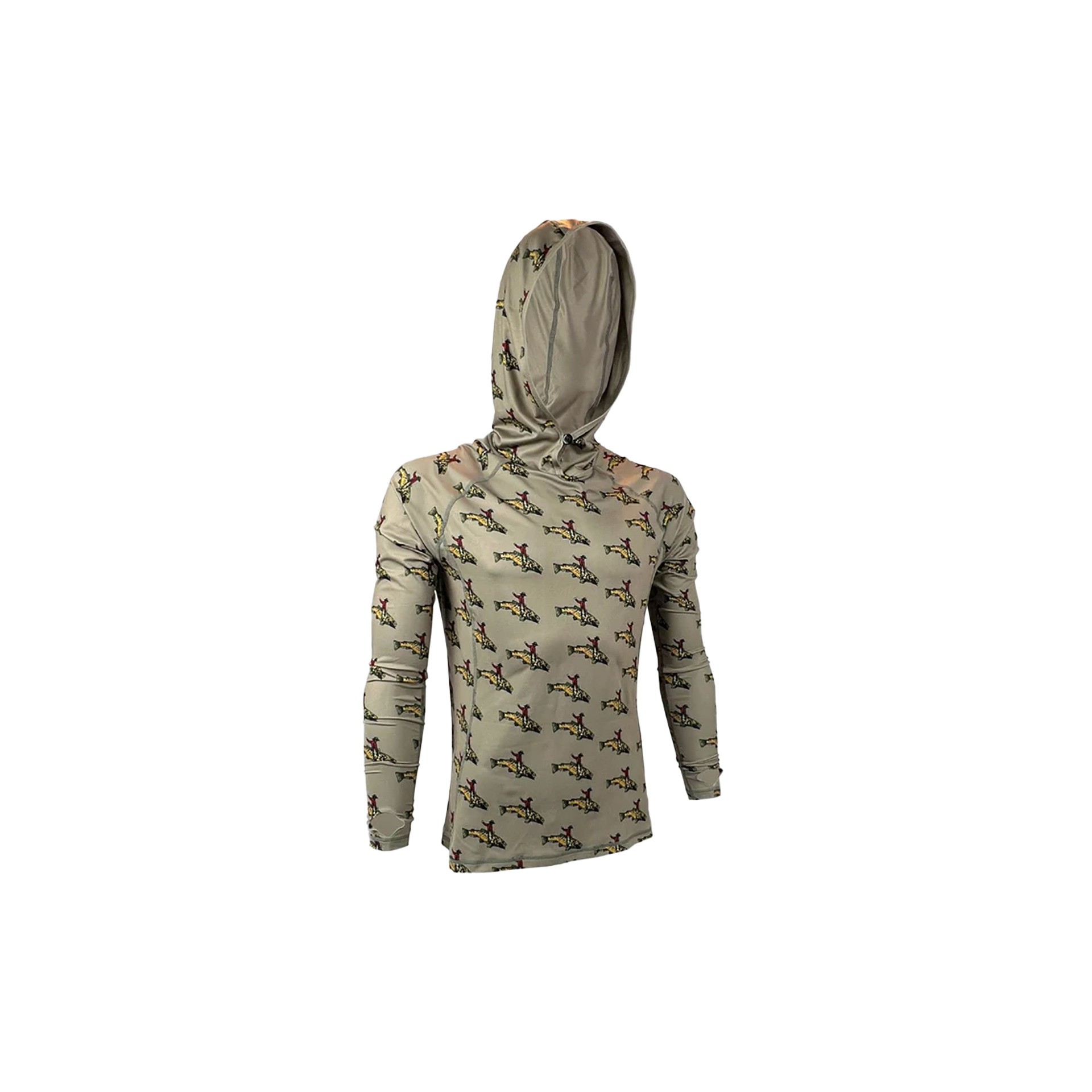 Men's Rep Your Water Rising Rainbow Merino Breeze Sun Long Sleeve Hooded Fly Fishing T-Shirt