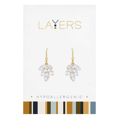 Layers Leaf CZ Dangle Earrings