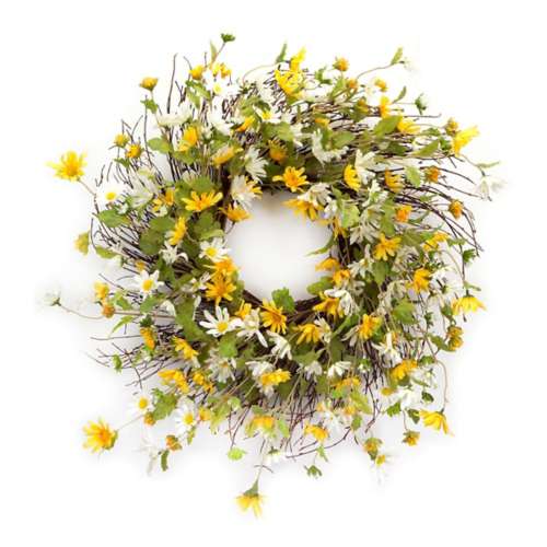 Melrose International Mixed Daisy Floral Wreath 24"D