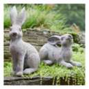 Melrose International Weathered Stone Garden Rabbit Figurine (Set of 2)