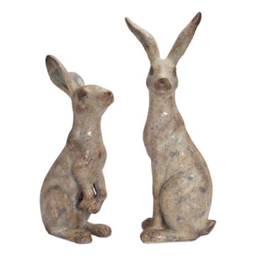Melrose International Weathered Stone Standing Garden Rabbit Figurine (Set of 2)