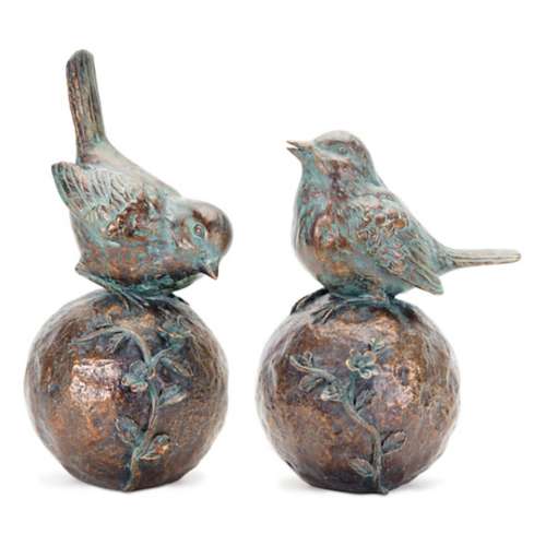 Melrose International Perched Bird on Orb with Bronze Finish (Set of 2)