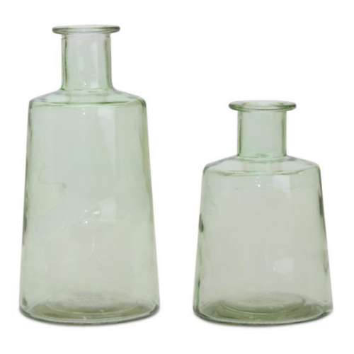 Melrose International Sage Green Glass Bottle Vase (Set of 2)