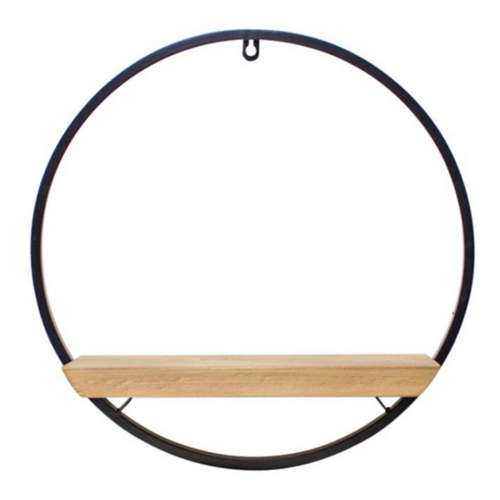 Melrose International 17.5"D Wood Circle Shelf in Metal Frame