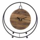 Melrose International 11.5"D Natural Wooden Hanging Clock in Round Metal Stand