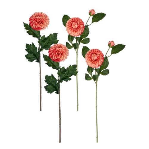 Melrose International Pink Dahlia Flower Stem with Bud Accent (Set of 4)