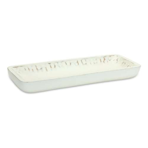 Melrose International White Washed Mango Wood Dough Bowl Tray (Set of 2)
