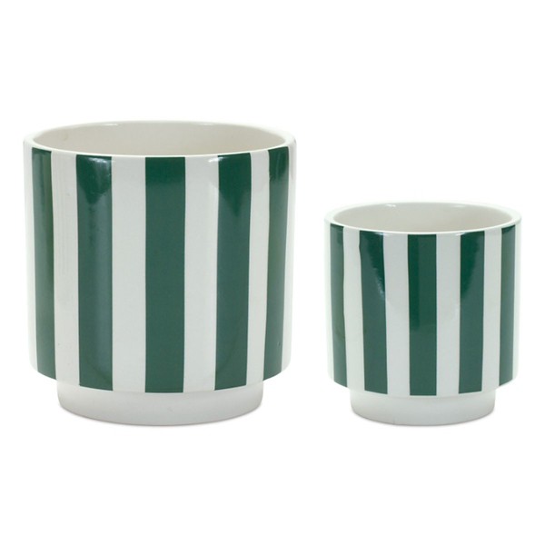 Melrose International Green and White Striped Planter (Set of 2) Review: Stylish, Budget-Friendly Planters