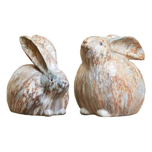Melrose International Modern Bunny Rabbit Figurine with Marble Finish (Set of 2)