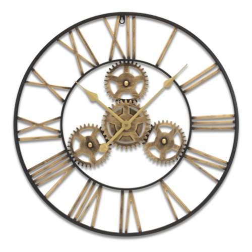 Melrose International 23.75"D Industrial Iron Gears Wall Clock with Roman Numerals