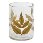 Melrose International Dried Yellow Leaf Glass Candle Holder (Set of 3) - Thumbnail 1 of 4