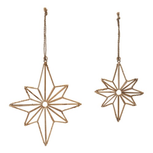 Melrose International Rattan Star Ornaments (Set of 12) - Primary Image