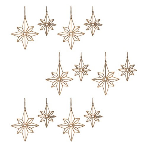 Melrose International Rattan Star Ornaments (Set of 12) - Primary Image