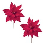 Melrose International 24in Red Poinsettia Stem (Set of 2) - Thumbnail 3 of 3