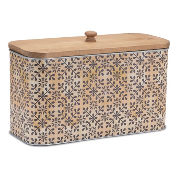 Melrose International Geometric Canister with Natural Wood Lid 11"L