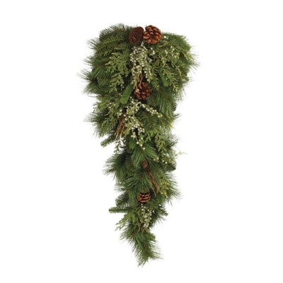 Melrose International Mixed Pine Juniper and Pincone Wall Swag 32"H