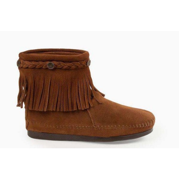 Women’s Minnetonka Hi Top Back Zip Western Boots 8.5 Brown