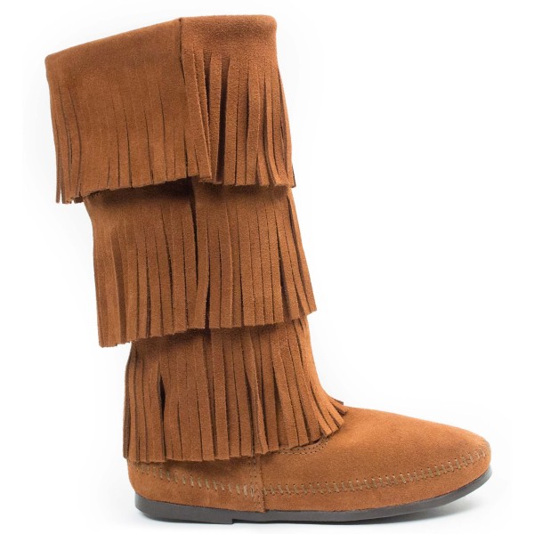 Women’s Minnetonka 3 Layer Fringe Western Boots 11 Brown