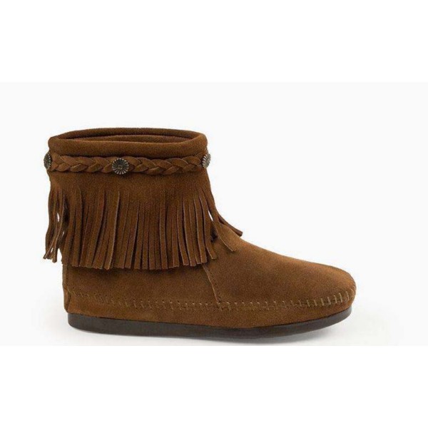 Women’s Minnetonka Hi Top Back Zip Western Boots 11 Dust Brown