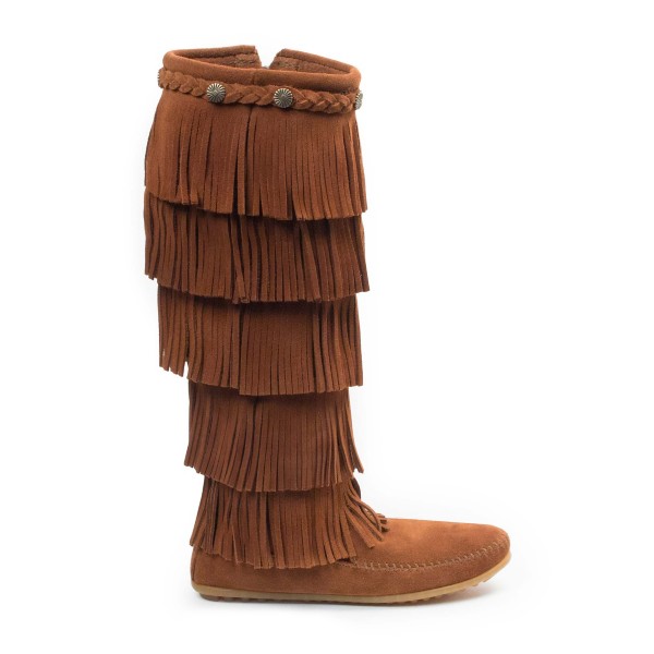 Women’s Minnetonka 5 Layer Fringe Western Boots 5 Brown