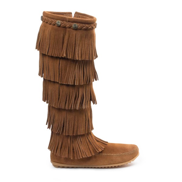 Women’s Minnetonka 5 Layer Fringe Western Boots 9 Dust Brown