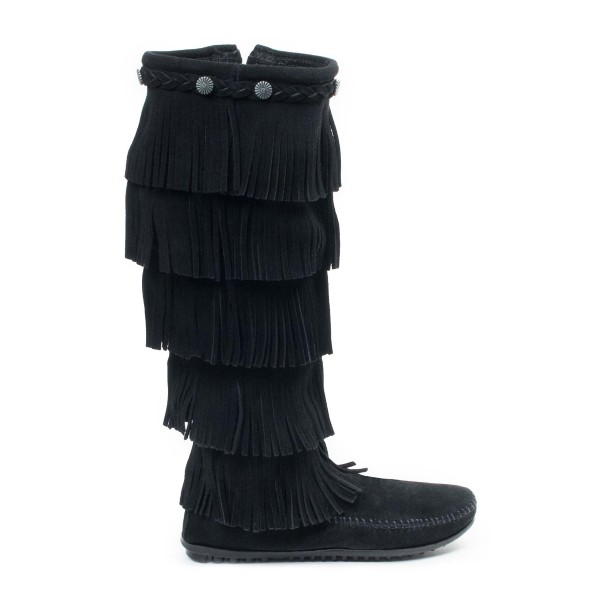 Women’s Minnetonka 5 Layer Fringe Western Boots 9 Black