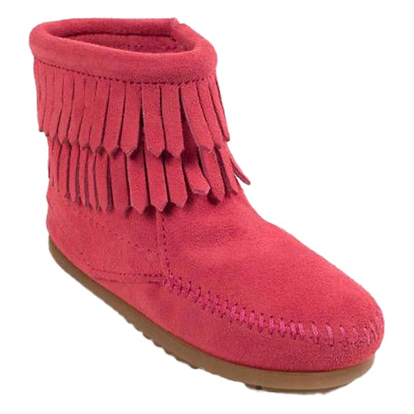 Minnetonka Double Fringe Side Zip Western Boots Toddler 7T Pink