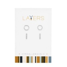 Layers Hex Bar Stud Earrings