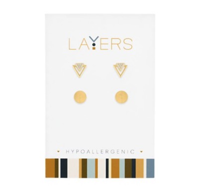 Layers Triangle Circle Stud Pack Earrings