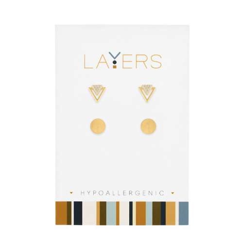 Layers Triangle Circle Stud Pack Earrings