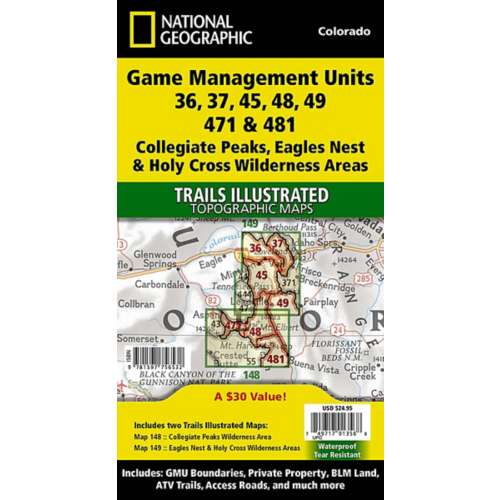 National Geographic Collegiate Peaks, Eagles Nest, and Holy Cross Wilderness Areas GMU [Map Pack Bundle]