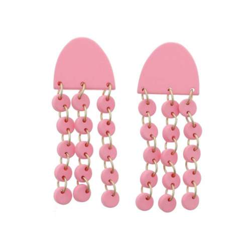 Jane Marie Pink Arch Tiered Fringe Earrings