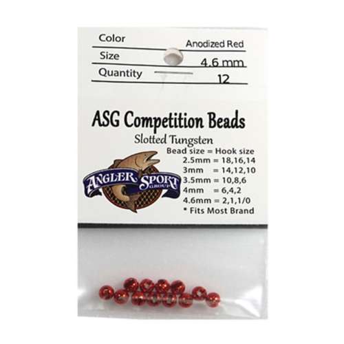 ASG Red Slotted Tungsten Beads 12 pack